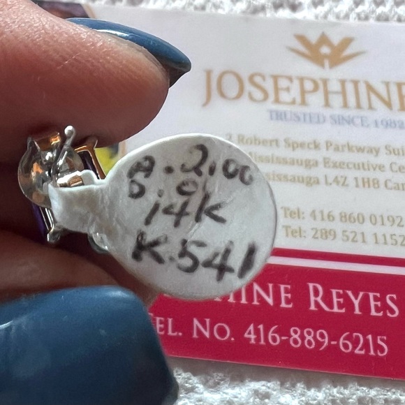 Ladies 14k white gold with 2.00 Ct genuine princess cut amethyst with 2dia.. - Picture 3 of 3